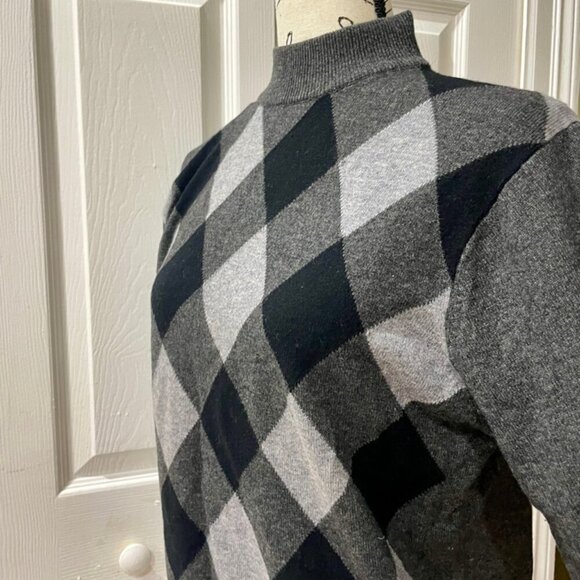 GAO YUN XIANG CASHMERE SWEATER SZ M GRANDPA ARGYLE MOCK NECK DARK ACADEMIA - Picture 9 of 16